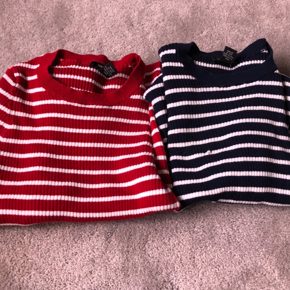 Set Of Two Striped Forever 21 Long Sleeve Shirts